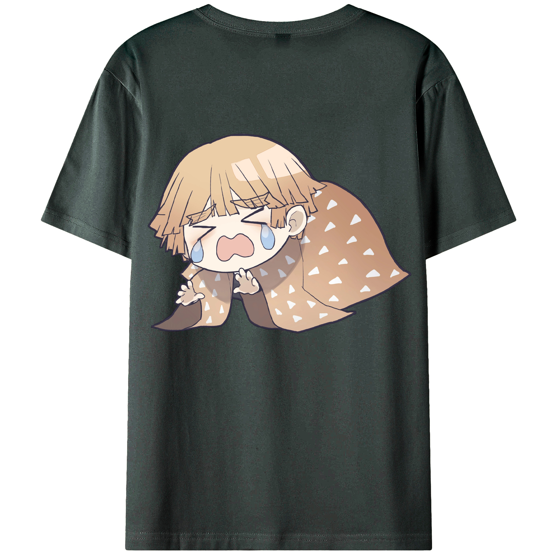 （画像用） 鬼滅の刃（きめつのやいば）我妻 善逸／あがつま ぜんいつ Agatsuma Zenitsu 綿100％ メンズ半袖Tシャツ（バックプリント） 通気性